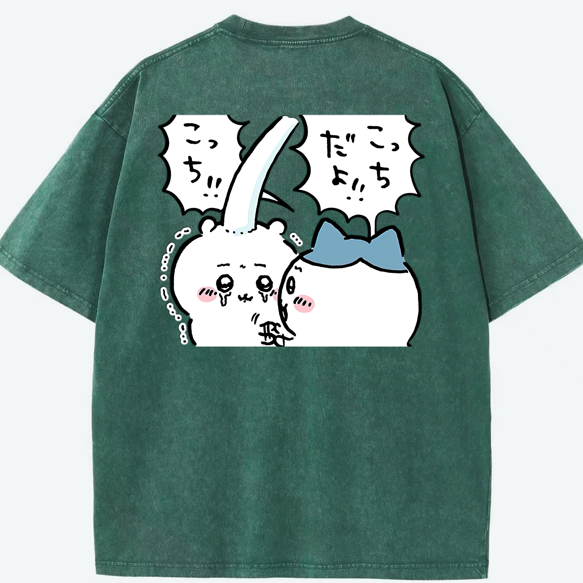 （画像用） ちいかわ ハチワレ Chii-kawa hachiware 綿100% ヴィンテージ風 半袖Tシャツ（背面プリント）